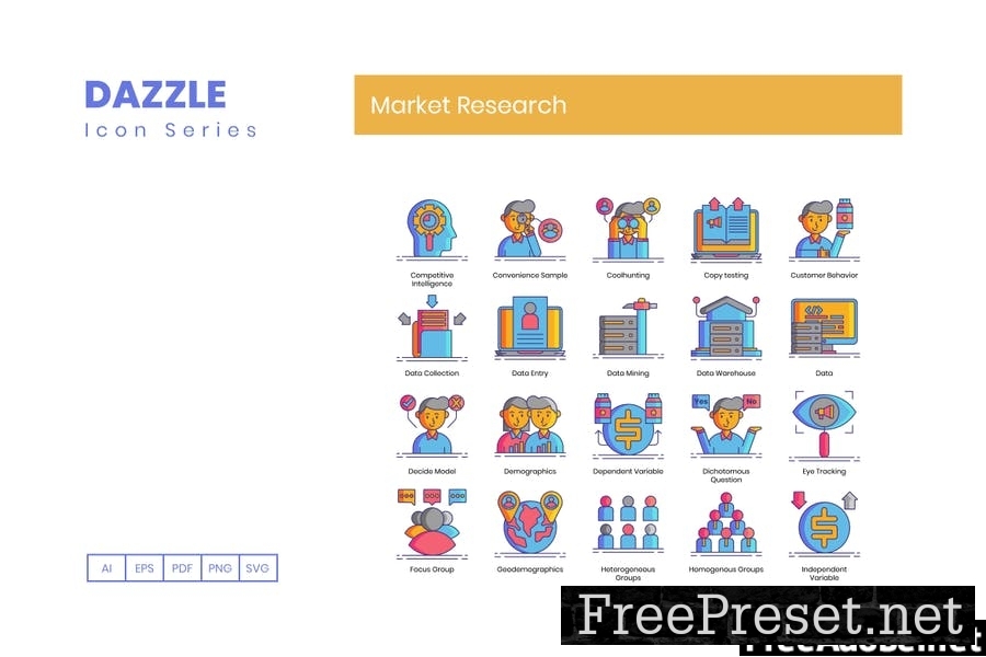 80 Market Research Line Icons