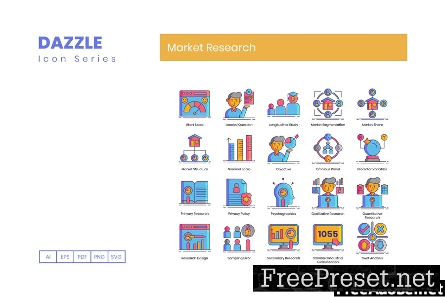 80 Market Research Line Icons