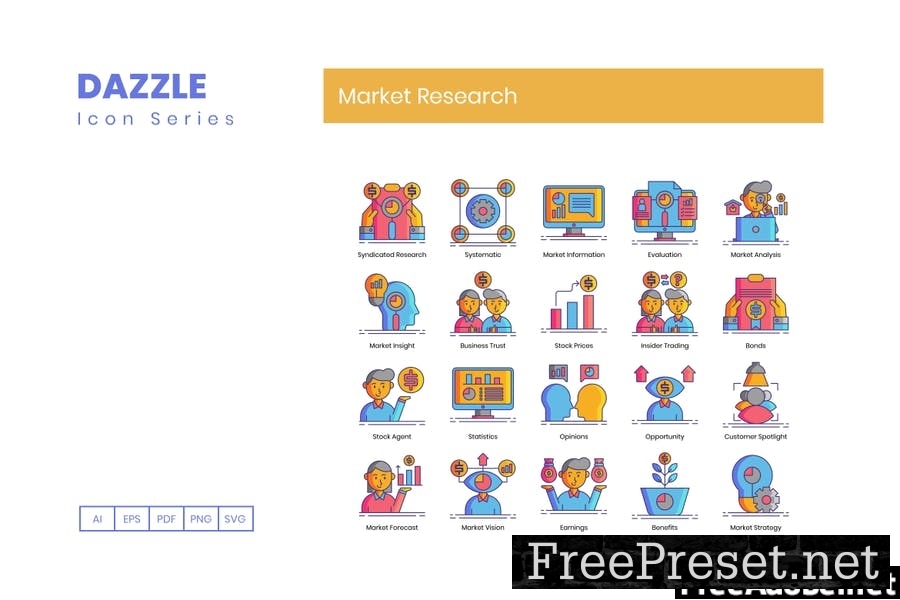 80 Market Research Line Icons