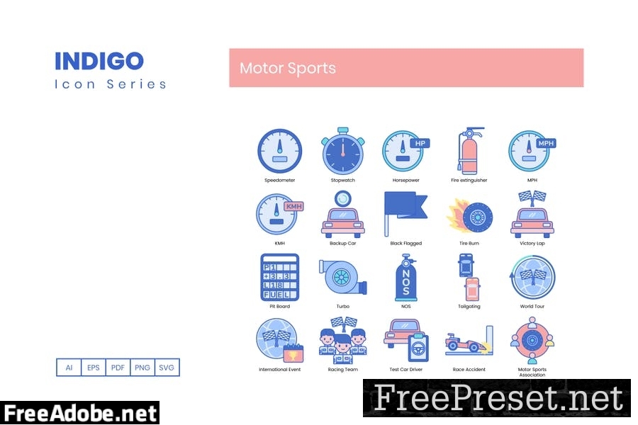 80 Motor Sports Line Icons