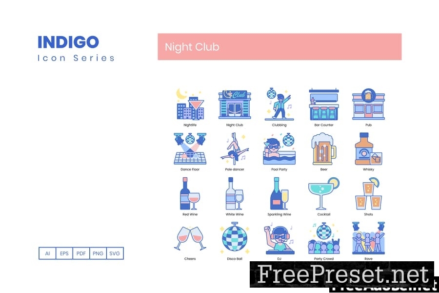 80 Night Club Line Icons