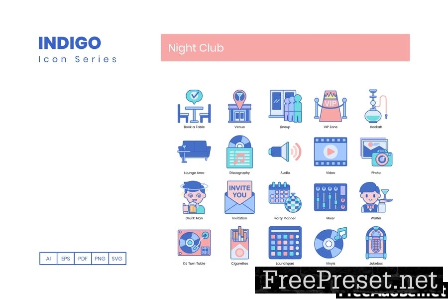80 Night Club Line Icons