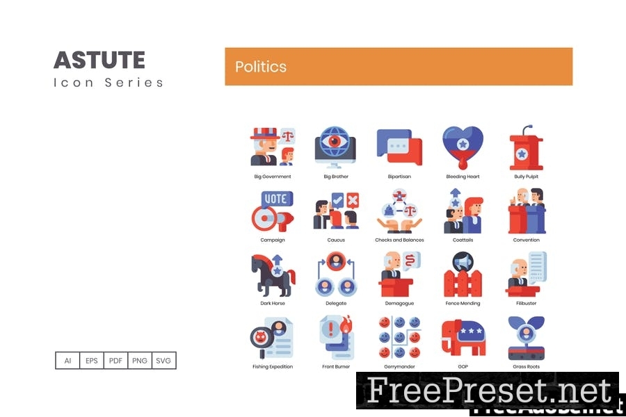 80 Politics Flat Icons BHG7GKB