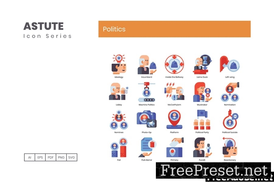 80 Politics Flat Icons BHG7GKB