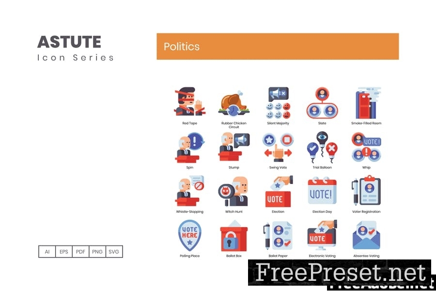 80 Politics Flat Icons BHG7GKB