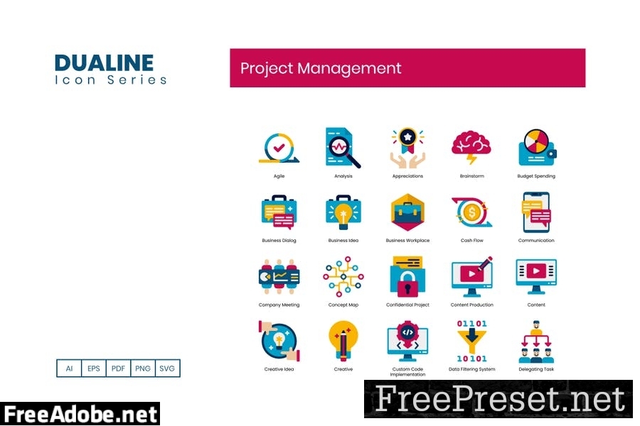 80 Project Management Flat Icons