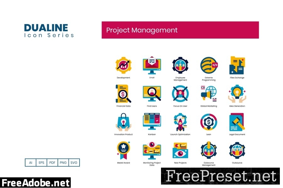 80 Project Management Flat Icons