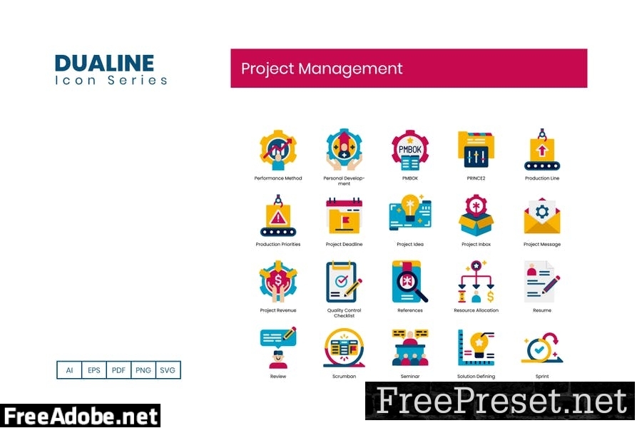 80 Project Management Flat Icons