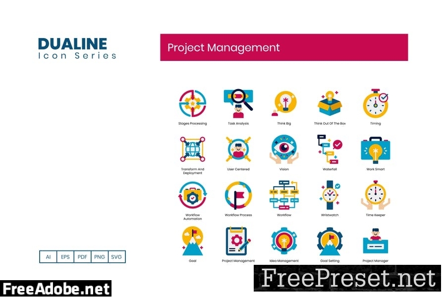 80 Project Management Flat Icons