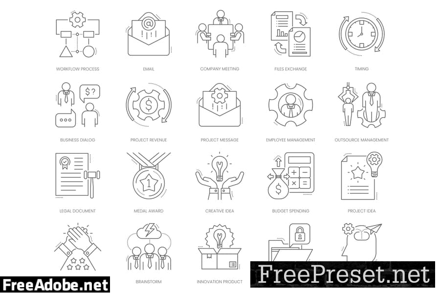 80 Project Management Line Icons