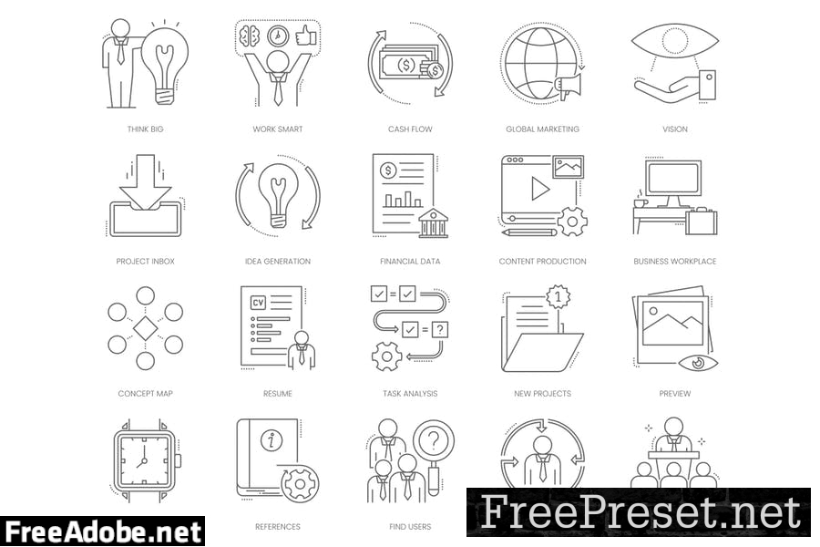 80 Project Management Line Icons