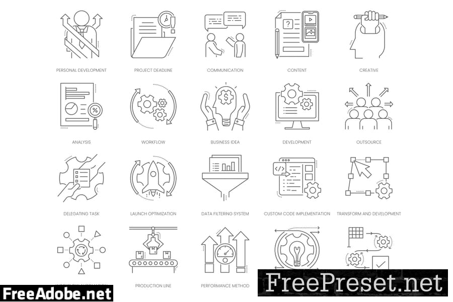 80 Project Management Line Icons