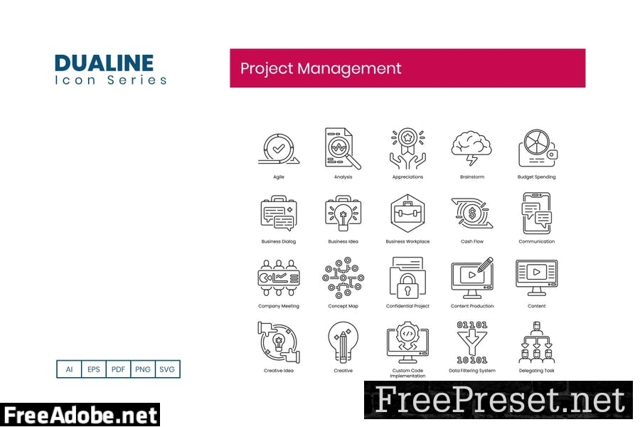 80 Project Management Line Icons