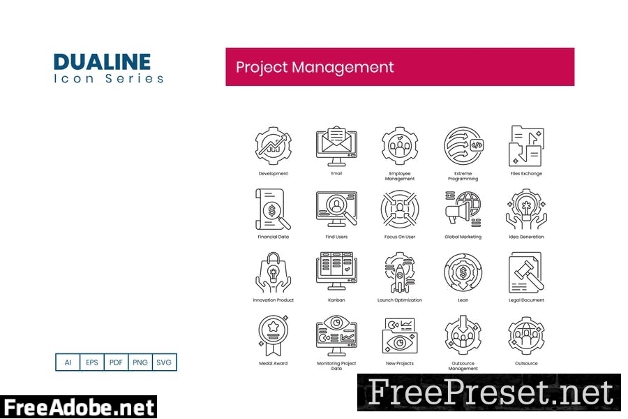 80 Project Management Line Icons