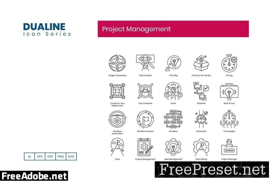 80 Project Management Line Icons