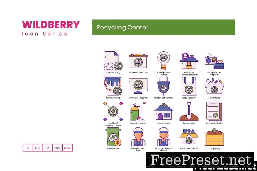 80 Recycling Center Line Icons