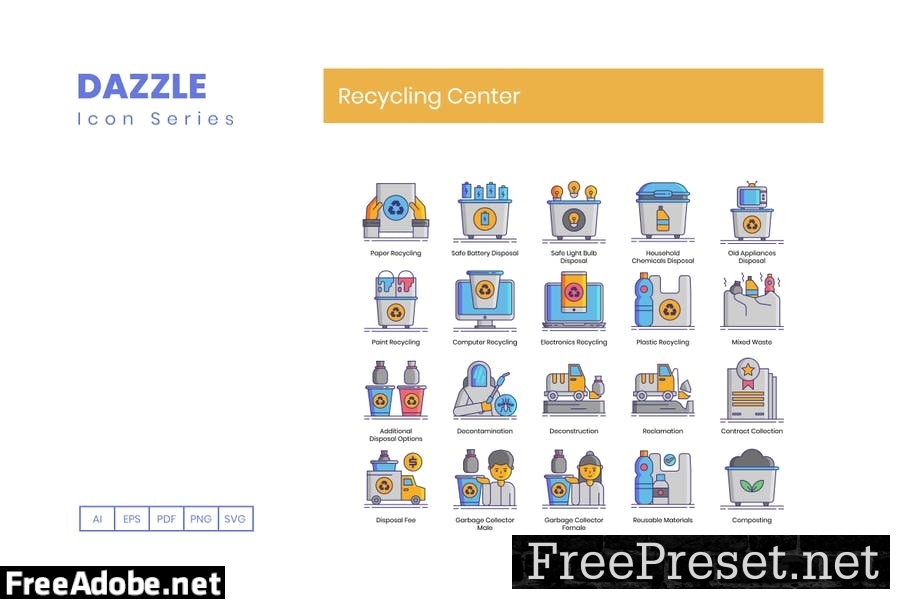 80 Recycling Center Line Icons