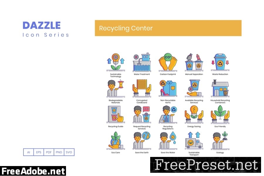 80 Recycling Center Line Icons