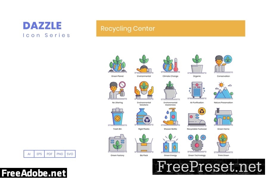 80 Recycling Center Line Icons