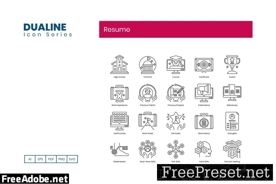 80 Resume Line Icons 57XHPA4