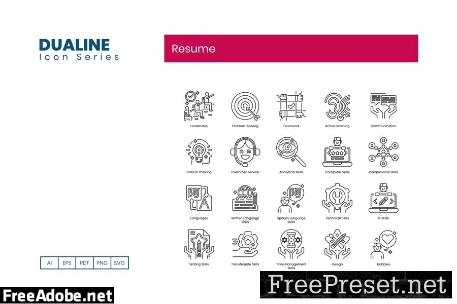 80 Resume Line Icons 57XHPA4