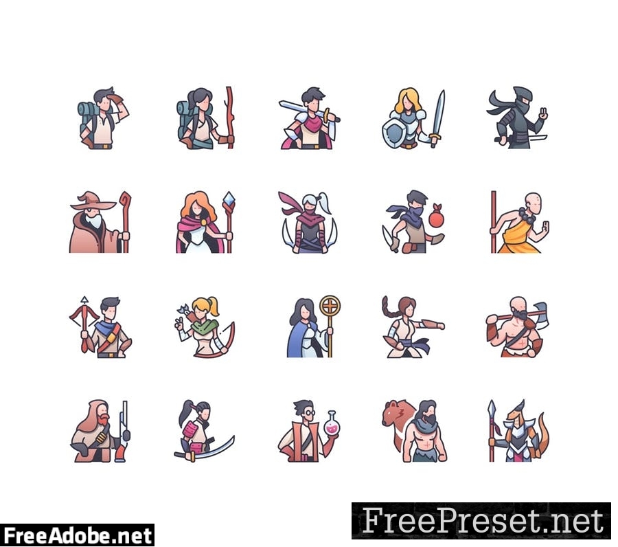 80 Role-Playing Game Characters icon set J4AH2YZ