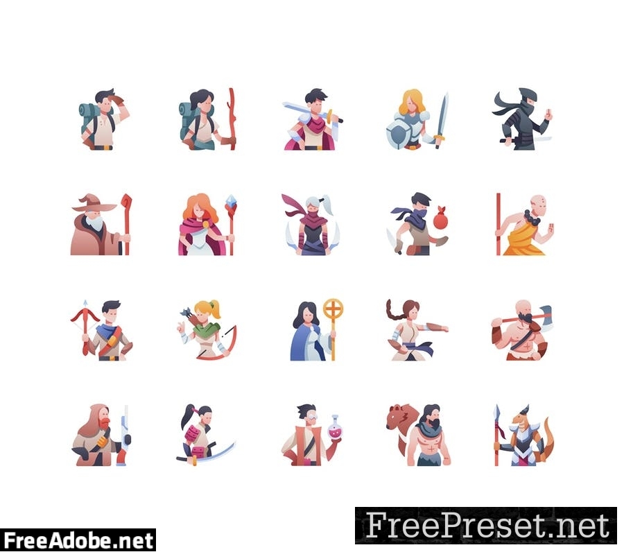 80 Role-Playing Game Characters icon set J4AH2YZ