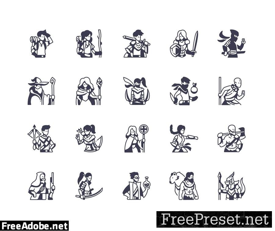 80 Role-Playing Game Characters icon set J4AH2YZ