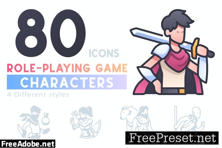 80 Role-Playing Game Characters icon set J4AH2YZ