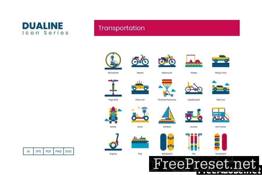 80 Transportation Flat Icons MJQBDH5