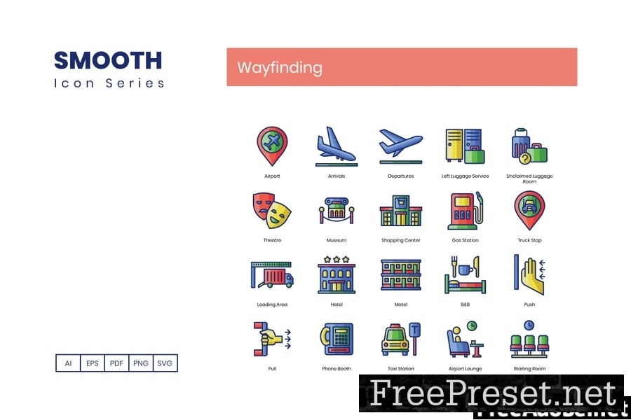 80 Wayfinding Icons - Smooth Series