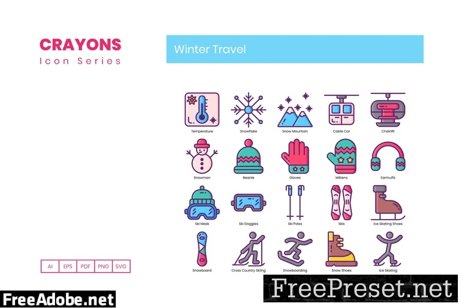 80 Winter Travel Line Icons GH69B94