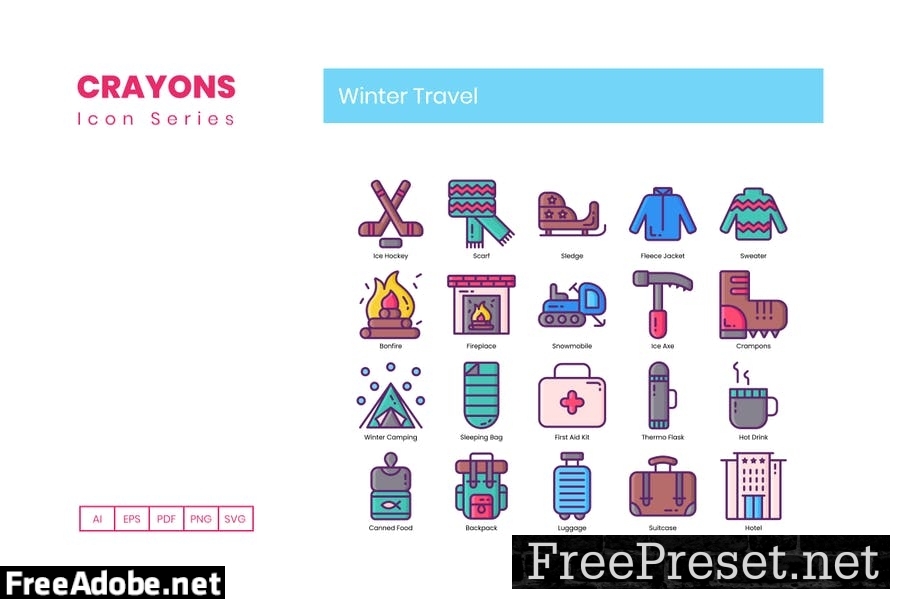 80 Winter Travel Line Icons GH69B94