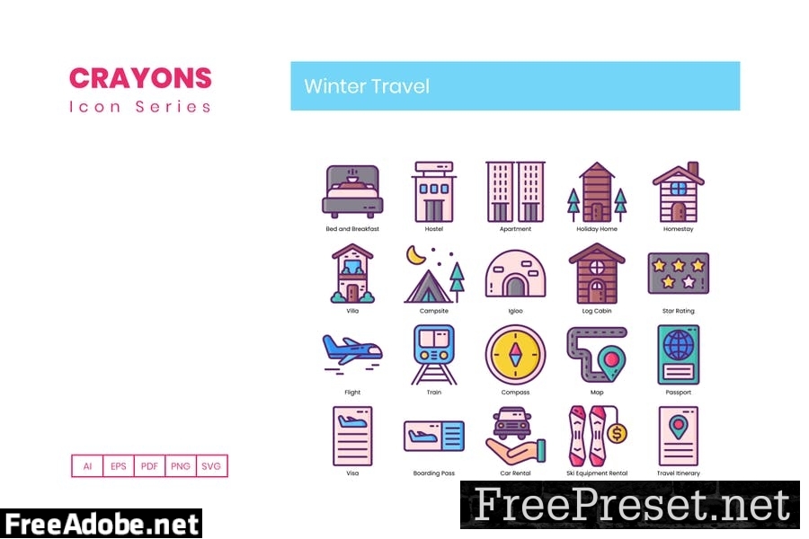 80 Winter Travel Line Icons GH69B94