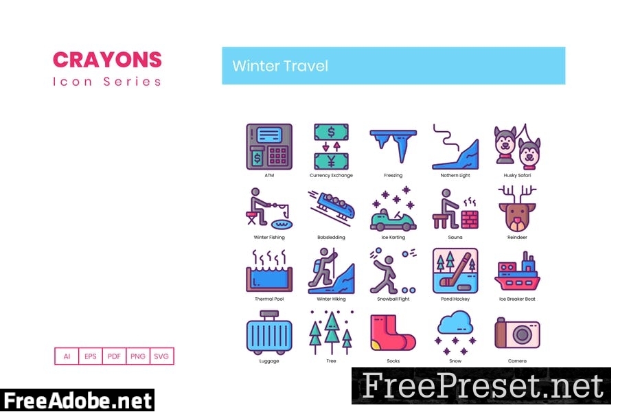 80 Winter Travel Line Icons GH69B94