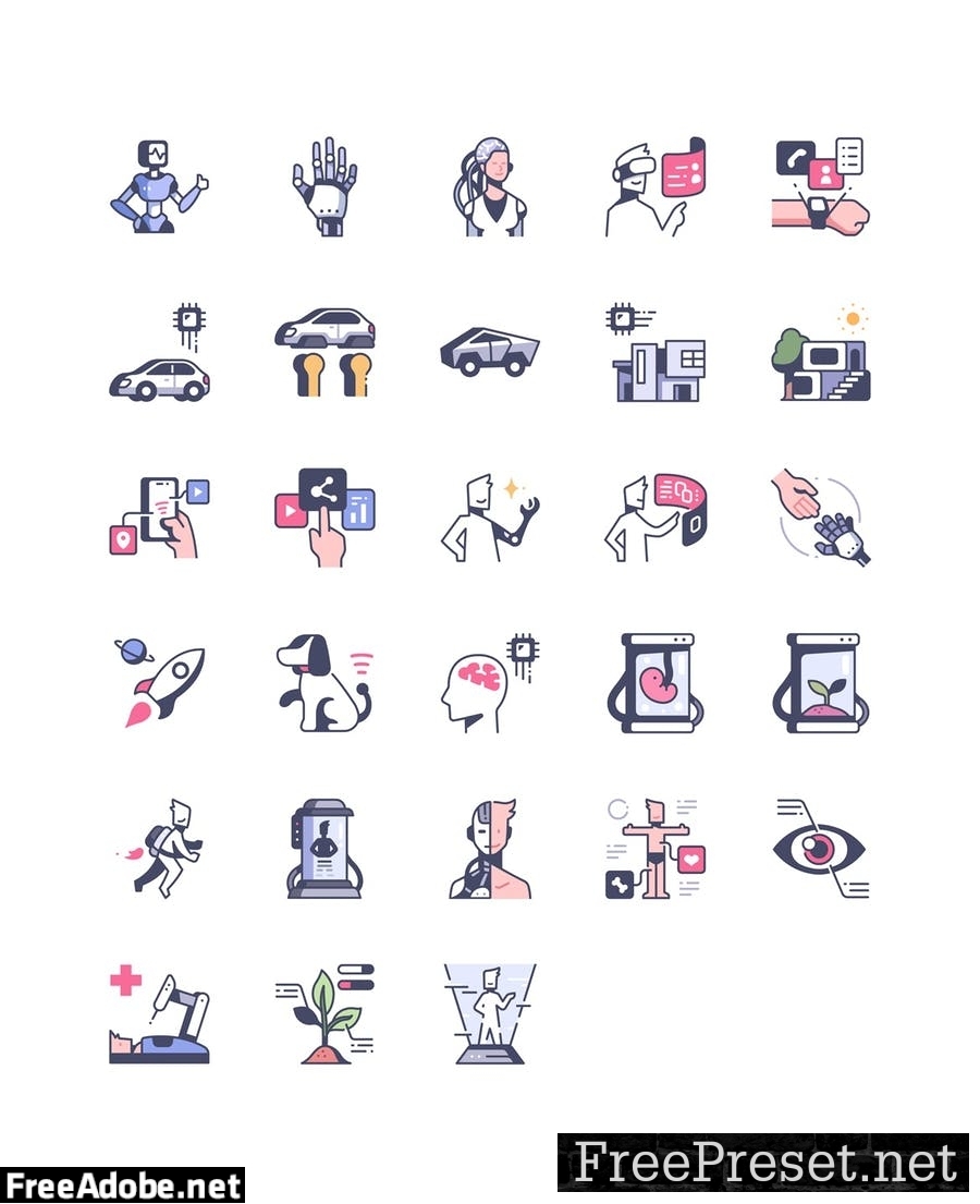 84 Future of Technology icon set GSSBVGJ