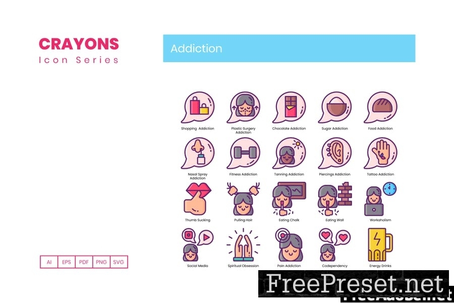 85 Addiction Line Icons