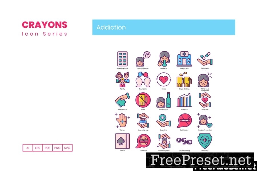 85 Addiction Line Icons