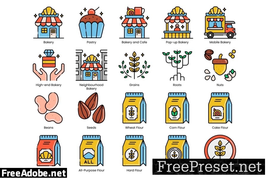 85 Bakery Line Icons