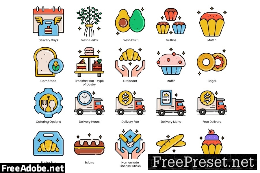 85 Bakery Line Icons