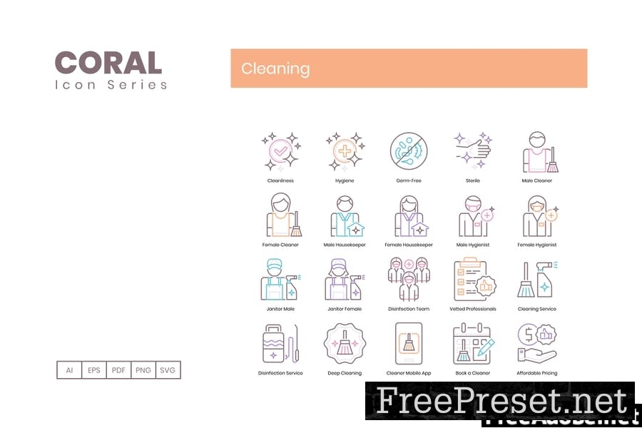 85 Cleaning Line Icons