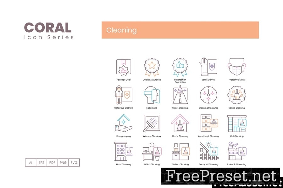 85 Cleaning Line Icons