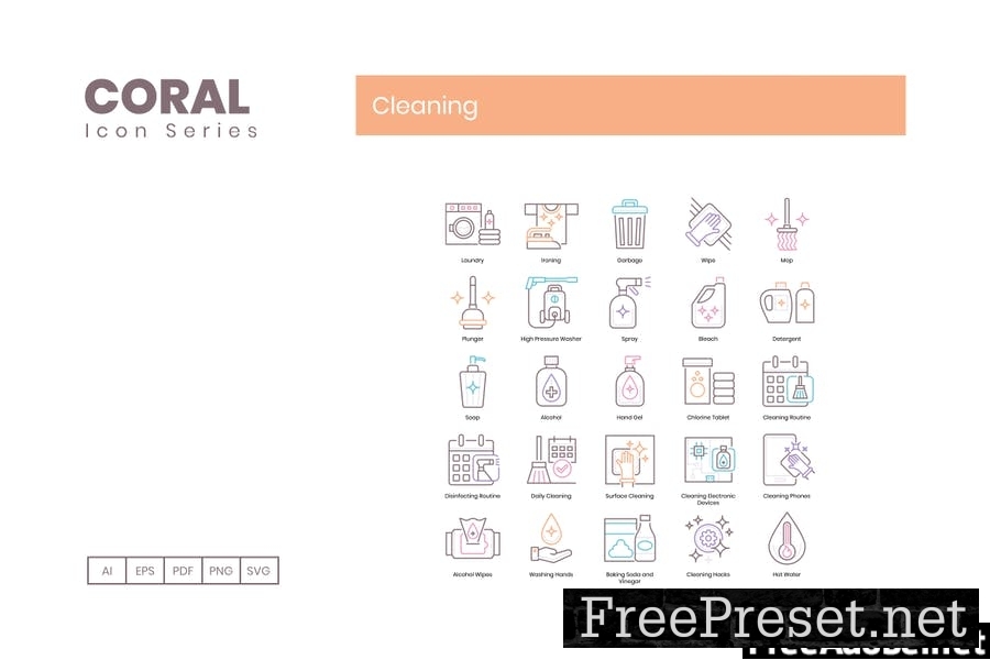 85 Cleaning Line Icons