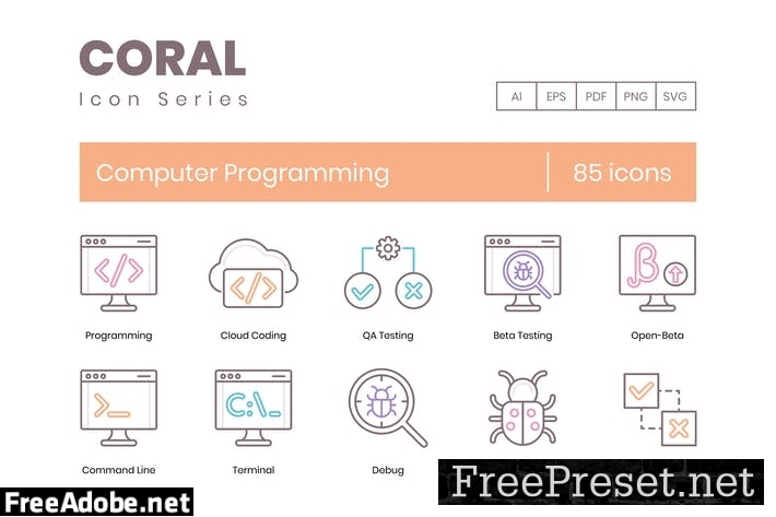 85 Computer Programming Line Icons RXVJUGA