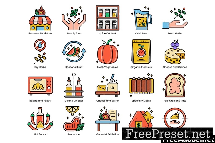 85 Foodies Line Icons M5XTKVC