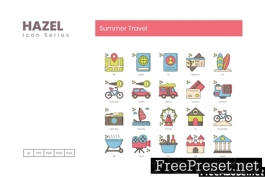 85 Summer Travel Line Icons