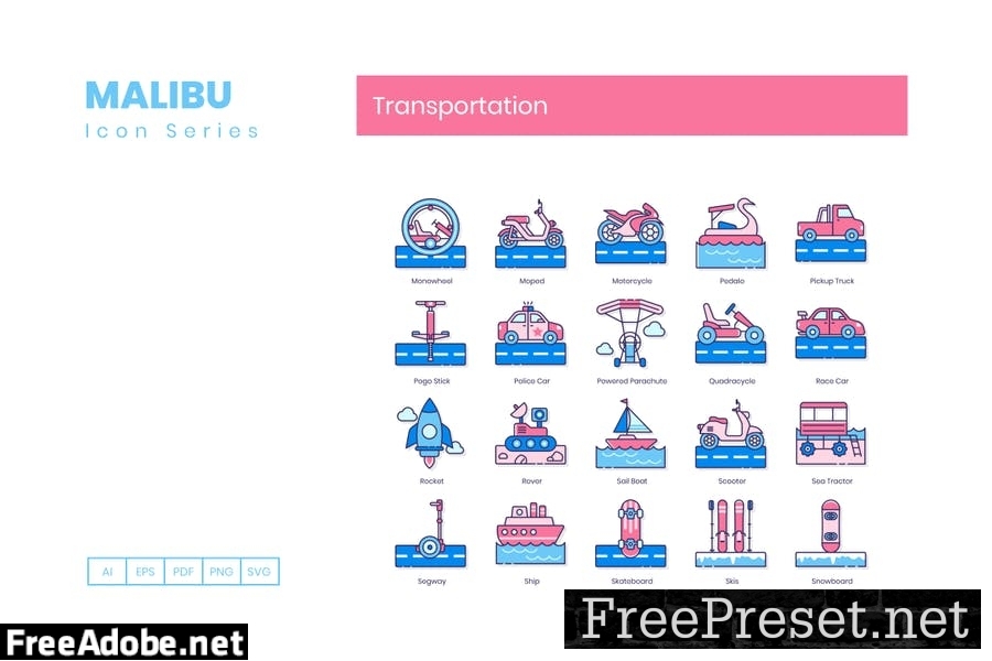 85 Transportation Line Icons