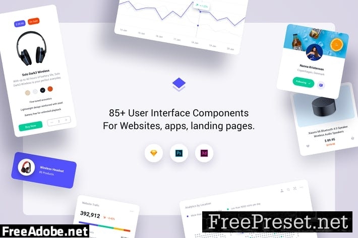 85+ User Interface Cards - Cards Full UI Kit DWHVZET