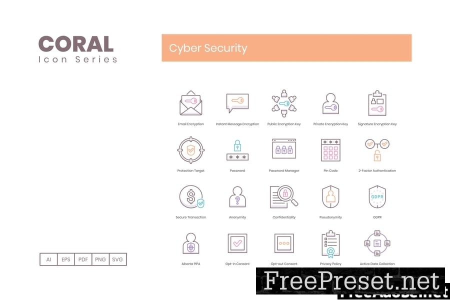 90 Cyber Security Line Icons