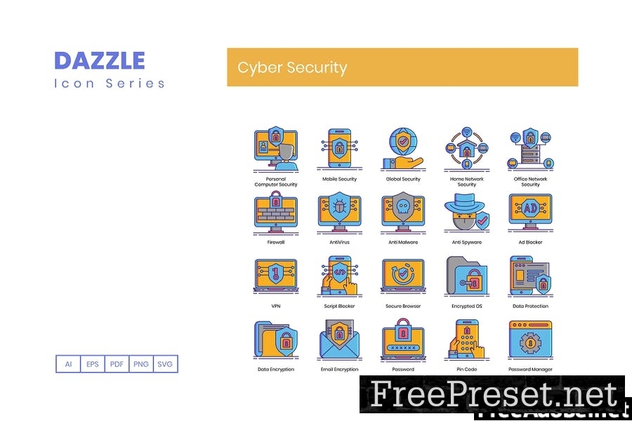 90 Cyber Security Line Icons